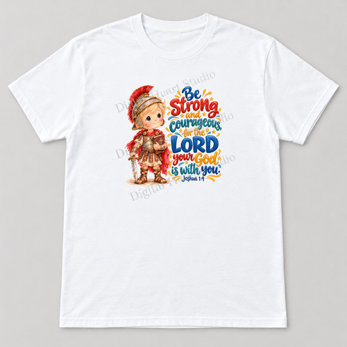 Be Strong and Courageous – Joshua 1:9 small centered print, faded watermark preview