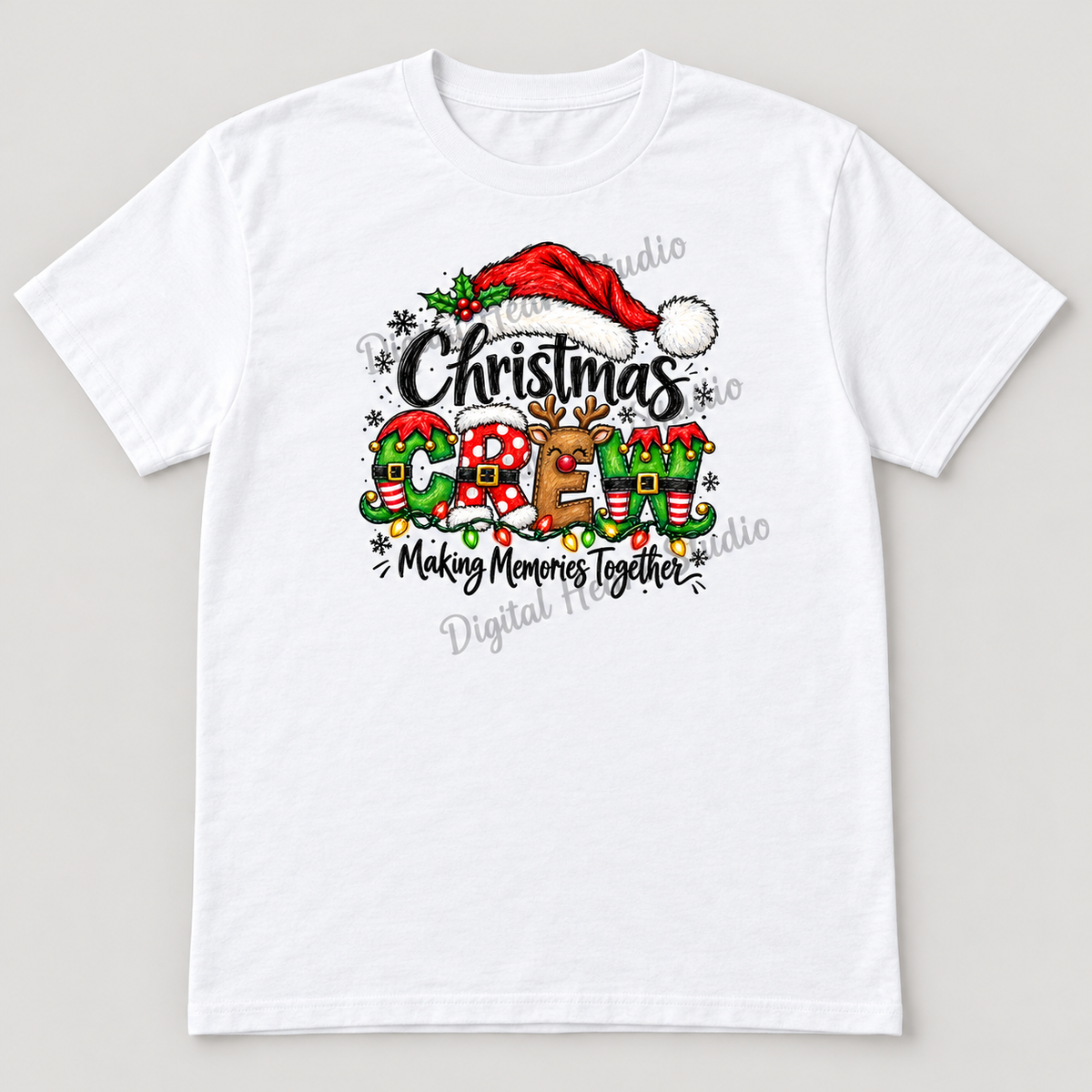 Christmas Crew – Santa Hat small centered print, faded watermark preview