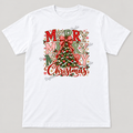 Merry Merry Merry Christmas small centered print, faded watermark preview