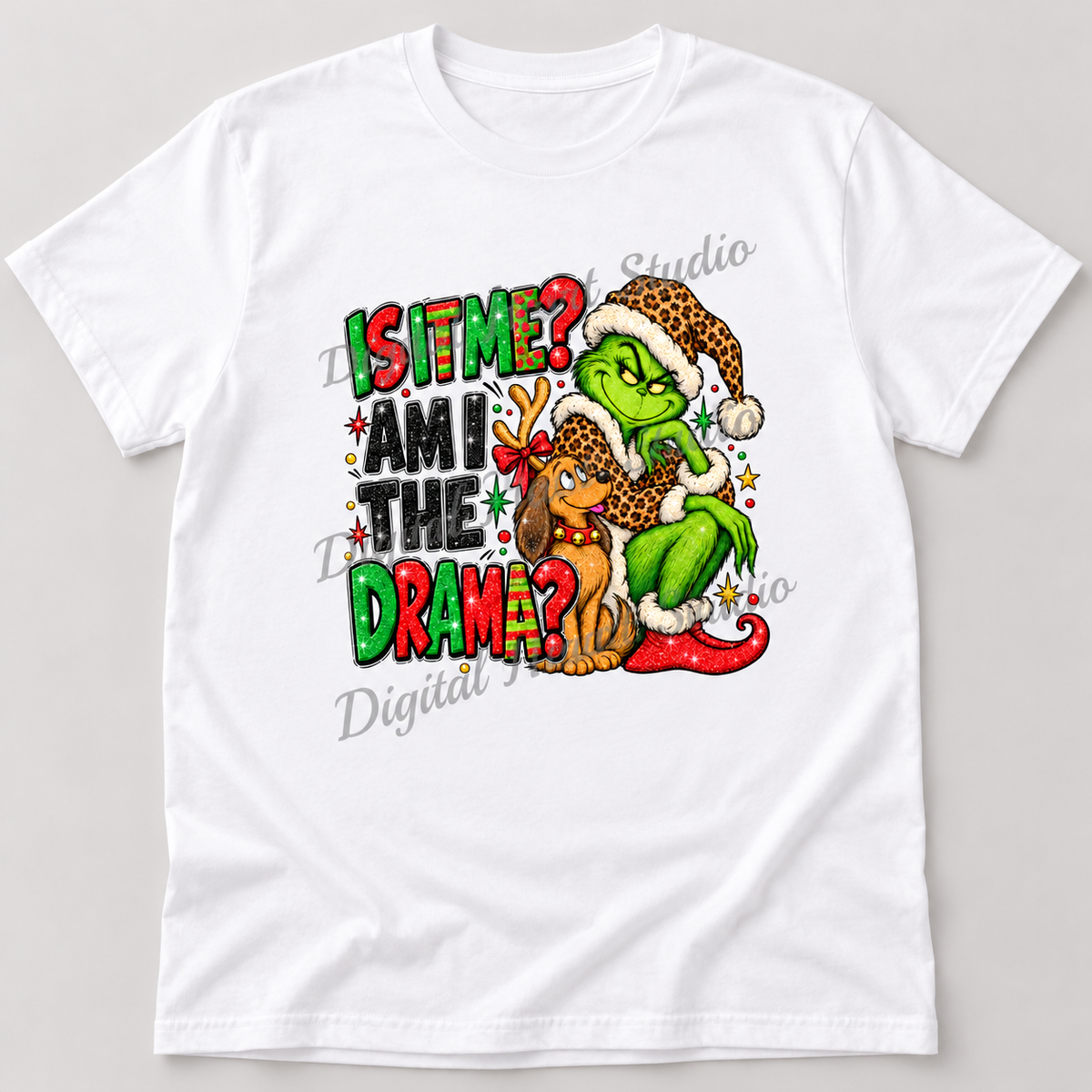 Is It Me? Am I the Drama? White Gildan T-Shirt smaller centered print with faded watermark