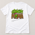Grinchy Mama – Leopard Santa White Gildan T-Shirt smaller centered print with faded watermark