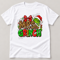 Mrs. Grinch – Leopard Santa White Gildan T-Shirt smaller centered print with faded watermark